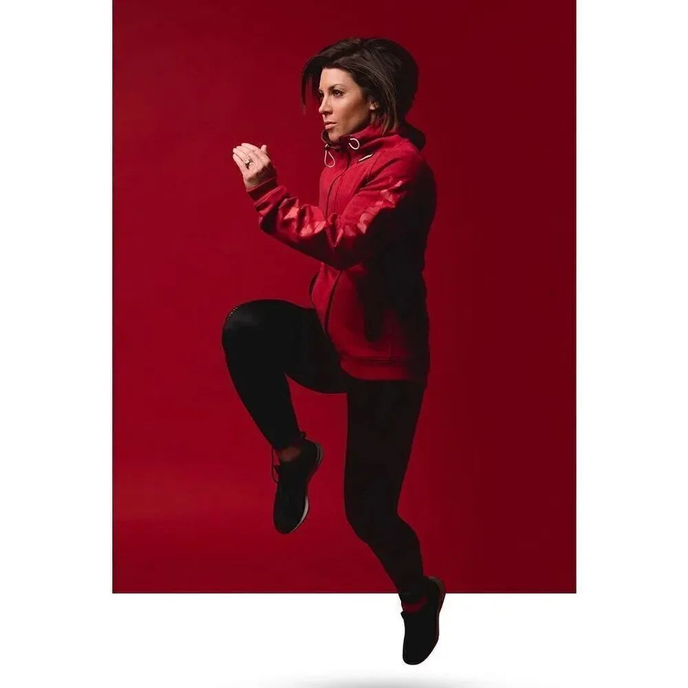 Flag Nor Fail Unisex Full Zip Performance Fleece Hoodie in Red Size Small